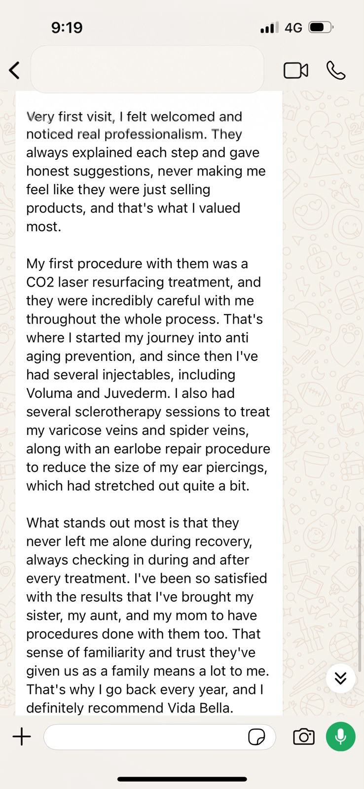 Segunda parte de un testimonio de paciente sobre los tratamientos de Vida Bella